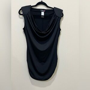 Chic Black Drape Neck Sleeveless Blouse